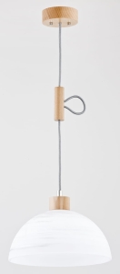 Drewniana lampa wisząca pojedyncza w stylu skandynawskim biały kopułowy klosz i regulowana wysokość Holiday 2 Alfa 60349 E27 90cm x 30cm