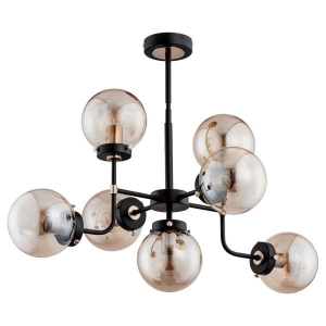 Lampa sufitowa Alfa 24847 Transformers Black 7xE14 59cm x 80cm czarny klosze bursztynowe tuleje złote dwa obwody