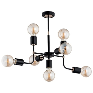 Lampa sufitowa metalowa czarna w stylu przemysłowym oprawki bez kloszy i złote dodatki Transformers Tng Alfa 24877 7xE27 47cm x 57cm