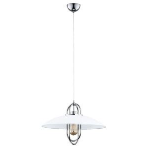 Nowoczesna pojedyncza lampa wisząca loft z chromowanym stelażem i białym kloszem Salix Chrom Alfa 60454 E27 90cm x 30cm