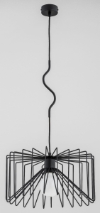 Lampa wisząca na jedną żarówkę czarna nowoczesna z kloszem z metalowych rurek Verso Alfa 60596 E27 90cm x 42cm