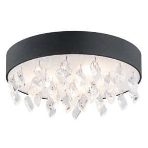 Lampa sufitowa czarny okrągły plafon z kryształkami Argon 1495 Bella 3xE27 45cm