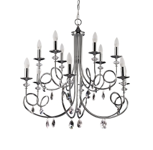 Duży chromowany żyrandol świecowy z kryształkami Jupiter 1599 Dakar 12xE14 90cm