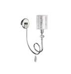 Chromowany pojedynczy kinkiet z kryształkiem i srebrnym abażurem Jupiter 1597 Delfina E14