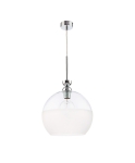 Chromowana lampa wisząca z transparentno mlecznym szklanym kloszem Jupiter 1578 Vix E27 30cm