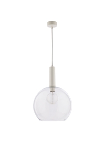 Biała lampa wisząca z transparentnym szklanym kloszem Jupiter 1571 Laf E27 30cm