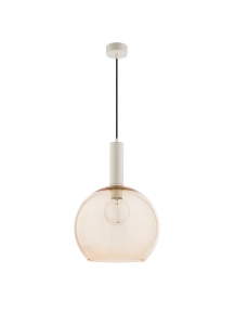 Biała lampa wisząca z bursztynowym szklanym kloszem Jupiter 1572 Laf E27 30cm