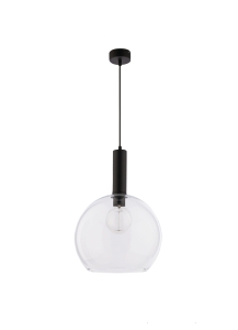Czarna lampa wisząca z transparentnym szklanym kloszem Jupiter 1574 Laf E27 30cm