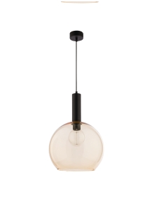Czarna lampa wisząca z bursztynowym szklanym kloszem Jupiter 1575 Laf E27 30cm