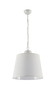 Biało szara pojedyncza lampa wisząca z abażurem Jupiter 1343 Kamelia E27 38cm