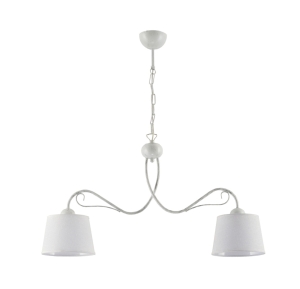 Szeroka lampa wisząca postarzany biały stelaż i biało-szare abażury Jupiter 1344 Kamelia 2xE27 80cm