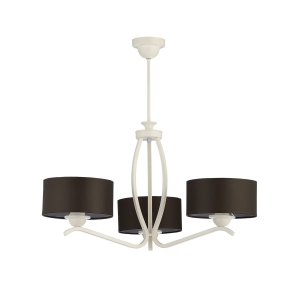 Szeroki biały matowy żyrandol z brązowymi abażurami Jupiter 1191 Kaszmir 3xE27 70cm