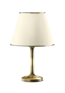Mosiężna patynowana lampa stołowa nocna z abażurem ecru z ramką Jupiter 509 Classic E27 53cm
