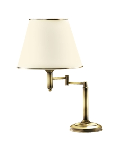 Mosiężna patynowana łamana regulowana lampa stołowa z abażurem ecru Jupiter 510 Classic E27 56cm