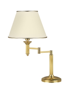 Mosiężna łamana lampa nocna stołowa z regulacją i abażurem Jupiter 206 Classic E27 56cm