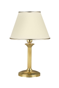 Lampa nocna stołowa z mosiężną satynową podstawą i stożkowym abażurem ecru z ramkami Jupiter 206A Classic E27 53cm