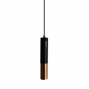 Pojedyncza czarno złota lampa wisząca Step Into Design ST-5719-1 Golden Pipe G9 5cm x 200cm