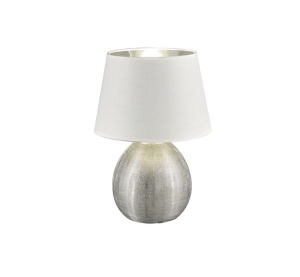 Lampa nocna ceramiczna podstawa kulista biały abażur RLR50631089 Luxor E27
