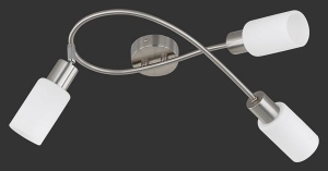 Lampa sufitowa trzy szklane białe reflektorki srebrne niklowe ramiona zawijane RL R80013907 Mars 3xE14 37cm