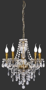 Lampa wisząca żyrandol dekoracyjny świecznikowy akrylowy stylizowany klasyczny z kryształkami mosiężny RL R1107-03 LÜSTER 5xE14