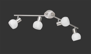 Lampa sufitowa srebrna niklowa cztery reflektorki szklane klosze białe Sufitowa RL R80174007 Antibes 4xE14 69cm