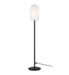 Lampa podłogowa w stylu skandynawskim z matowym białym półowalnym kloszem i czarną podstawą MarkSlojd 107998 Afternoon 125cm