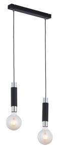 Czarna lampa wisząca z chromowanymi dodatkami na listwie Jupiter 1844 Lile Ms 2xE14 40cm