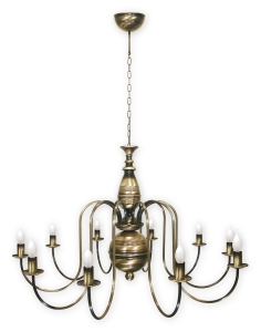 Klasyczna świecona mosiężna patynowana lampa wisząca na łańcuchu Lemir 19_10 MIDI Max Pat Kandelabr 10xE14 105cm