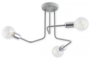 Szara lampa sufitowa z chromowanymi tulejami w stylu loftowym Lemir O2743 W3 CZA Pixi 3xE27 Lemir O2743 W3 SZA Pixi 3xE27