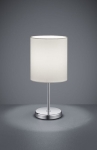 Lampa nocna na nóżce z metalową podstawą i abażurem białym z tkaniny chrom RL R50491001 Jerry E14 28cm