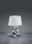 Lampa nocna dekoracyjna ceramiczna podstawa owalna chromowana z białym abażurem RL R50511089 Taba E14 33cm