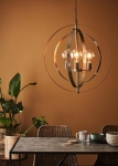 Złota metalowa lampa wisząca w kształcie orbity z odsłoniętymi oprawkami MarkSlojd 107941 Orbit 3xE27 61cm