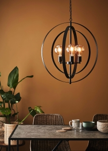 Metalowa lampa wisząca w kształcie orbity z odsłoniętymi oprawkami MarkSlojd 107942 Orbit 3xE27 61cm