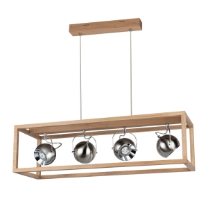 Lampa wisząca metalowe reflektory w ramie z drewna dębowego Spot-Light 61670474 Roy 4xGU10