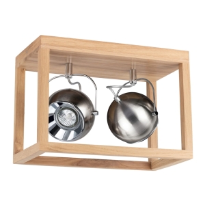Lampa eko sufitowa dwa metalowe regulowane reflektory w ramie z drewna dębowego Spot-Light 5227274 Roy 2xGU10