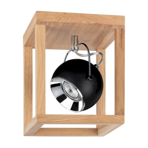 Lampa sufitowa okrągły czarny reflektor w ramie z drewna dębowego Spot-Light 5224174 Roy GU10 25cm x 20cm x 20cm