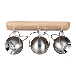 Lampa sufitowa listwa z drewna dębowego i metalowe regulowane reflektory Spot-Light 5131374 Ball Wood 3xGU10 21cm x 42cm