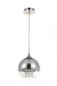 Lampa Wisząca Szklana Kula z Kryształami Maytoni P140-PL-110-1-N Fermi E27 20cm x 96cm nikiel