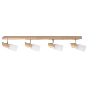 Lampa sufitowa reflektory na listwie z drewna brzozowego i białe szklane klosze Spot-Light 2222460 Birgit 4xE14 18cm x 77cm