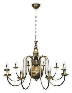 Mosiężny patynowany duży piętrowy żyrandol klasyczny Lemir 19_10 MAX SMAX Max Pat Kandelabr 10xE14 100cm