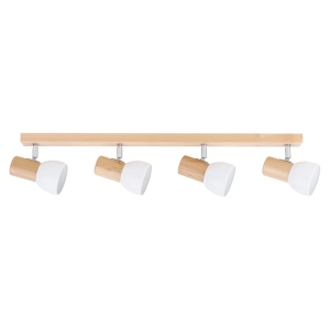 Lampa sufitowa reflektory na listwie z drewna brzozowego i białe metalowe klosze Spot-Light 2224460 Svenda 4xE27 18cm x 75cm