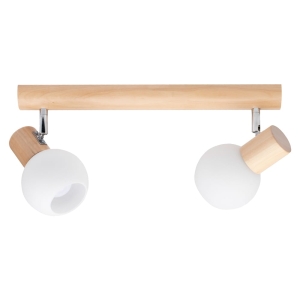 Lampa sufitowa drewniana listwa dwa reflektory szklane z regulacją Spot-Light 2231260 Karin E14 37cm