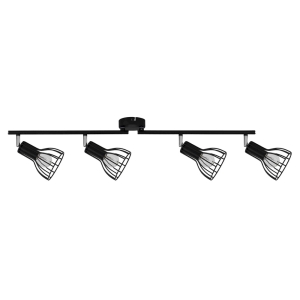 Lampa sufitowa reflektory na czarnej listwie z metalowymi kratkowanymi kloszami Spot-Light 2743404 Megan 4xE14 21cm x 76cm