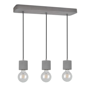 Lampa wisząca na betonowej listwie czarne przewody i betonowe oprawki Spot-Light 7169336L Strong 3xE27 100cm x 55cm