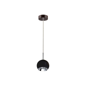 Lampa wisząca nowoczesna metalowa kula czarna z ciemną bukową rozetą Spot-Light 5143176 Ball Wood GU10 12cm