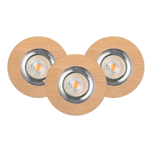 Lampa podtynkowa okrągła z drewna dębowego zestaw 3 sztuki Spot-Light 2511374 Vitar 3xGU10 1cm x 10cm