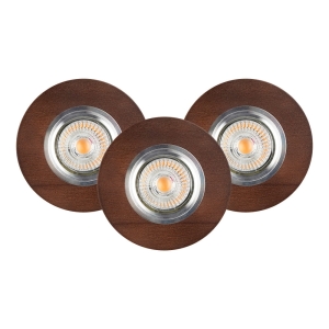 Lampa podtynkowa okrągła z drewna bukowego zestaw 3 sztuki Spot-Light 2511376 Vitar 3xGU10 1cm x 10cm