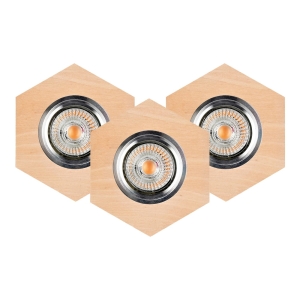 Lampa podtynkowa sześcienna plaster miodu z drewna brzozowego Spot-Light 2518360 Vitar 3xGU10 1cm x 10cm