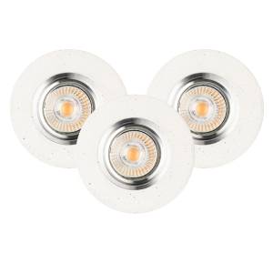 Lampa podtynkowa okrągła z betonu biała zestaw 3 sztuki Spot-Light 2511337 Vitar 3xGU10 1cm x 10cm
