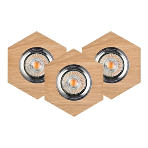 Lampa podtynkowa sześcienna plaster miodu z drewna dębowego zestaw 3 sztuki Spot-Light 2518374 Vitar 3xGU10 1cm x 10cm